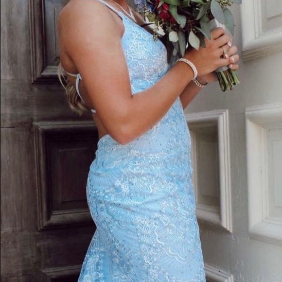 La Femme Baby Blue Prom Dress Size
